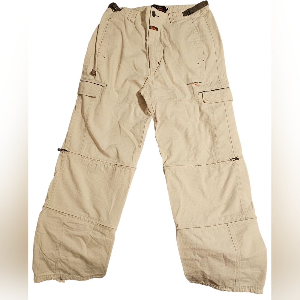 Triple Five Soul E89 Cargo Pants Men 32 x 32L Gray Olive Buckle Y2K Vintage